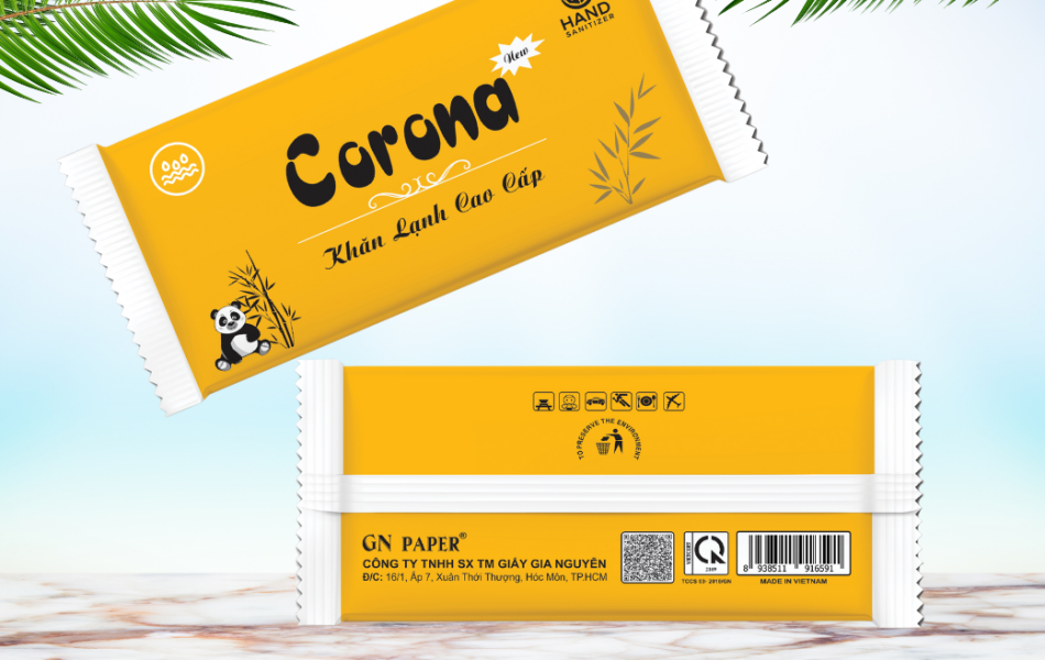 Khăn Lạnh Corona Cao Cấp Màu Vàng