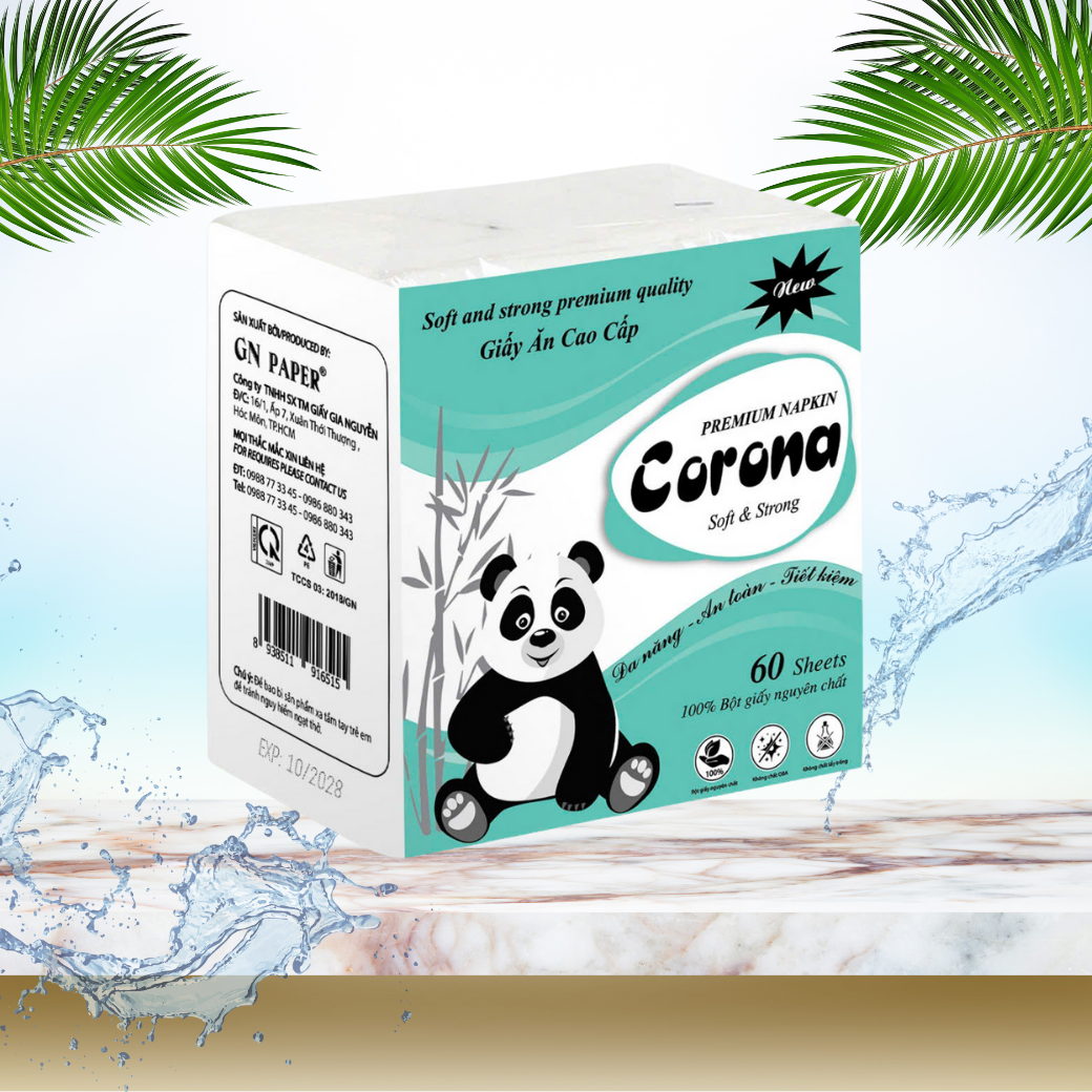 Khăn Giấy Ăn 100 Tờ Corona [Bao Bì Xanh]